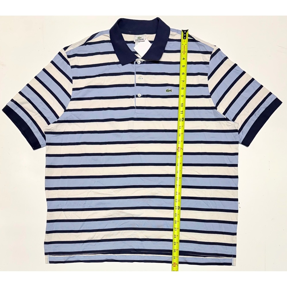 Lacoste Mens Striped Pima Cotton Polo Shirt 3XL Blue White Drawbridge DH9123-51